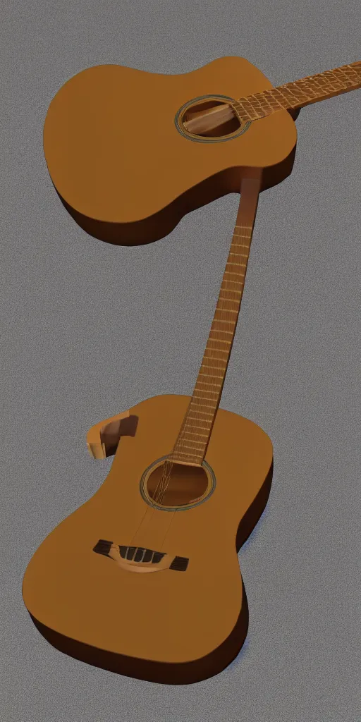 Image similar to model of an acoustic light wood guitar, cute cartoon, unreal engine 5, 3 d render, cinematic lighting, detailed product photo