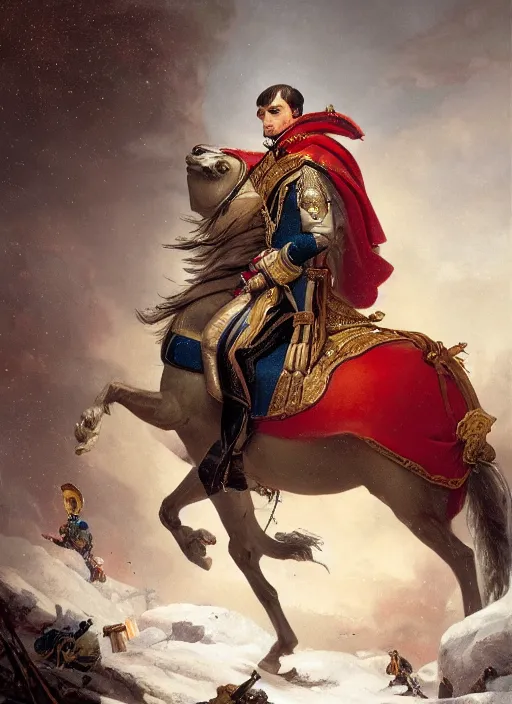 Image similar to grandiose epic portrait of napoleon bonaparte, french emperor, detailed painting, modern arstation style, 4 k, greg rutkowski, magalie villeneuve