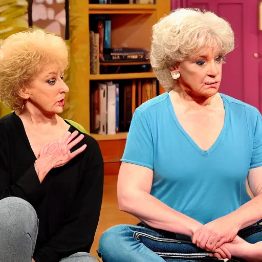 Image similar to Sam Harris meditating with the Golden Girls