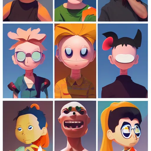 Image similar to face icon stylized minimalist rugrats, loftis, cory behance hd by jesper ejsing, by rhads, makoto shinkai and lois van baarle, ilya kuvshinov, rossdraws global illumination