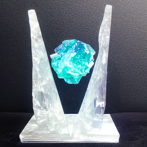 Image similar to abstract carved crystal sculpture of a galaxy