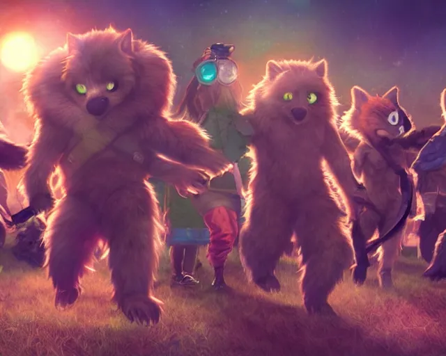 Image similar to high - resolution photograph from a nanopunk era furry fandom convention ( midwest furfest 2 0 4 7 ), taking place after the genetic revolution and singularity. photorealistic.