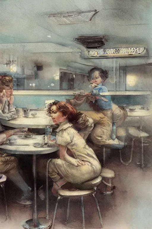 Image similar to ( ( ( ( ( 1 9 5 0 s diner. muted colors. ) ) ) ) ) by jean - baptiste monge!!!!!!!!!!!!!!!!!!!!!!!!!!!