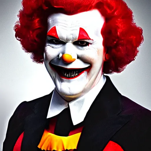 Image similar to photo of evil ronald mcdonald