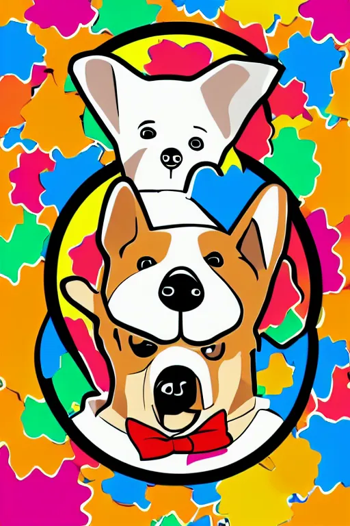 Image similar to Portrait of a corgi as a Mexican wrestler in a mask, sticker, colorful, illustration, highly detailed, simple, smooth and clean vector curves, no jagged lines, vector art, smooth