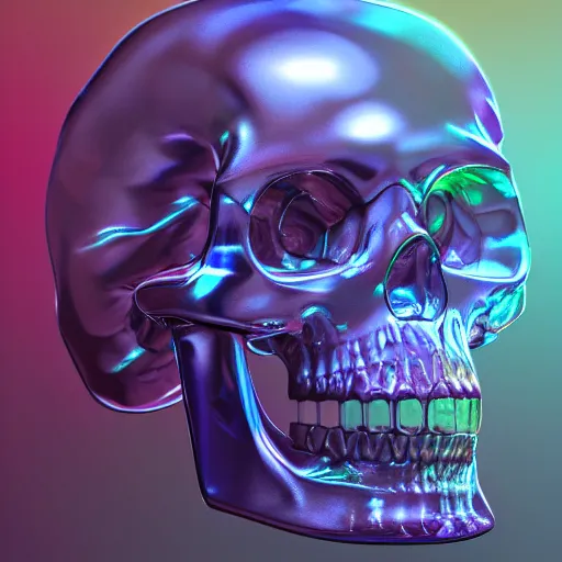 Prompt: refractive crystal skull, by charlie bowater, isometric, chroma colors, halfrear lighting, 8 k, polygon, polygonal, three - quarter view, paradox, screen space global illumination, volumetric light, transparent, liquid crystal, ray tracing reflections