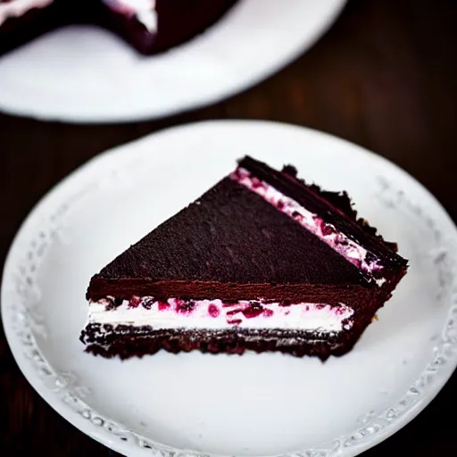 Prompt: the most delicious slice of black forest cake, close up food photography, trending on pintrest