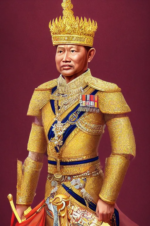 Image similar to full body portrait of king ramkamhaeng the great, highly detailed, digital painting, artstation, concept art, smooth, sharp focus, illustration, art by jakrapan posayakrit