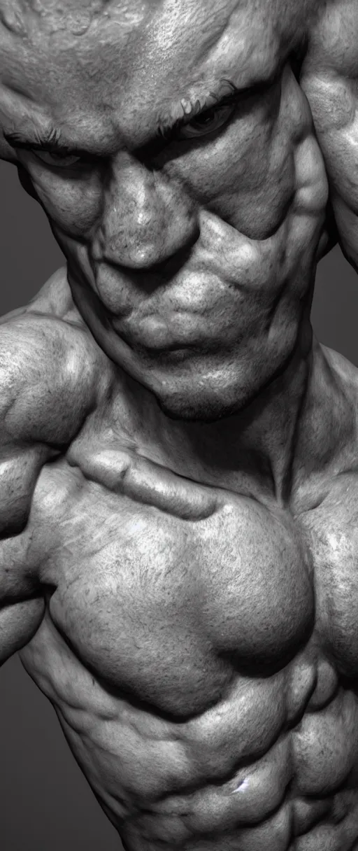 Prompt: a muscular ripped and hairy body with the head of a baby, menacing, dark atmosphere, Realistic, Hyperrealistic, 4k Resolution, 8k Resolution, Very Detailed, Highly Detailed, HD Quality, Trending on Artstation, Studio Quality Lighting, Dramatic