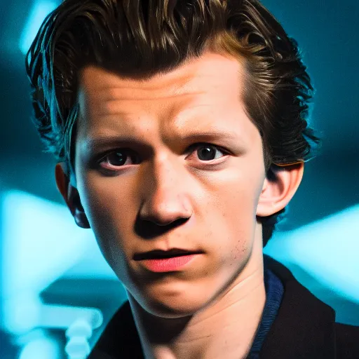 Image similar to tom holland as a rough dirty old man with a scruffy beard in a dark blue trenchcoat as the new doctor who, cinematic, volumetric lighting, f 8 aperture, cinematic eastman 5 3 8 4 film, photorealistic