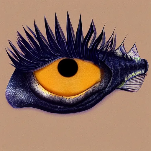 Image similar to A fish with fake eyelashes, digital art, photorealistic