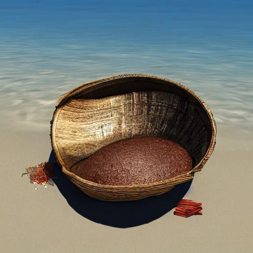 Image similar to oval-shaped woks on a beach, photorealistic, 8k