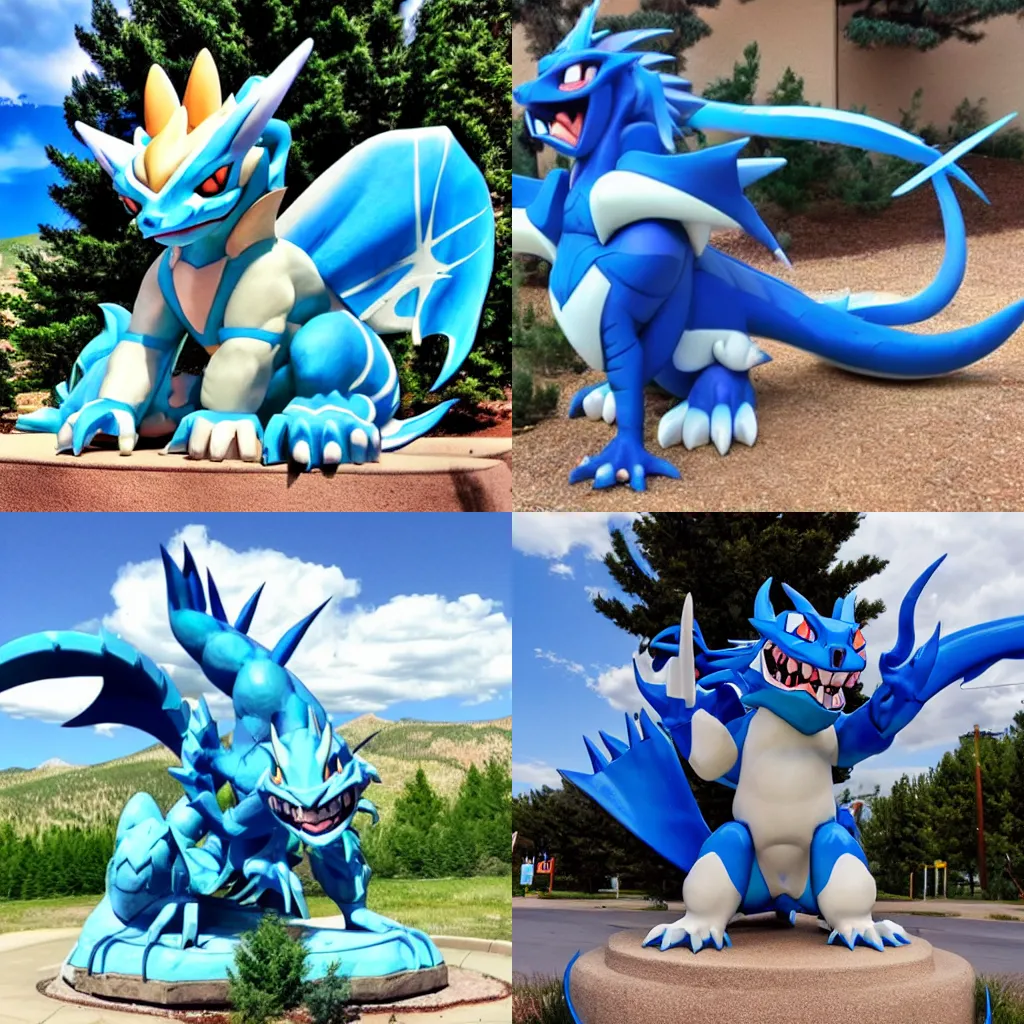 Prompt: A statue of Veemon from digimon in Colorado.