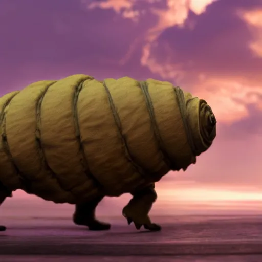 Prompt: colossal tardigrade, new york attack, golden hour, cinematic, action shot