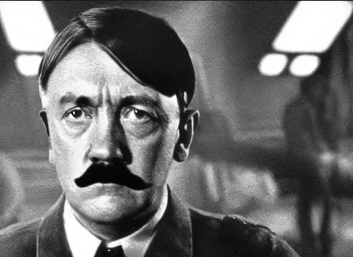 Prompt: a film still of adolf hitler in star wars a new hope