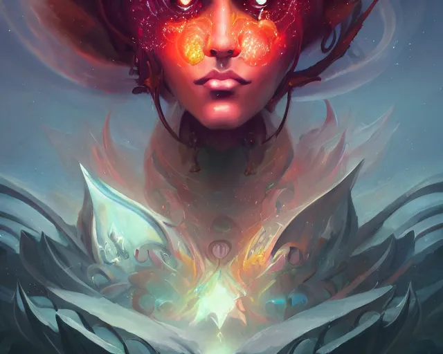 Image similar to portrait of a beautiful satanic cybernetic emanation, by pete mohrbacher and artgerm and wlop, digital art, highly detailed, intricate, fantasy, mystical, sharp focus, Trending on Artstation HQ, deviantart, unreal engine, 4K UHD image