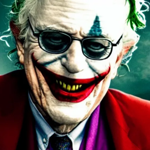 Prompt: film still of Bernie Sanders as joker in the new Joker movie