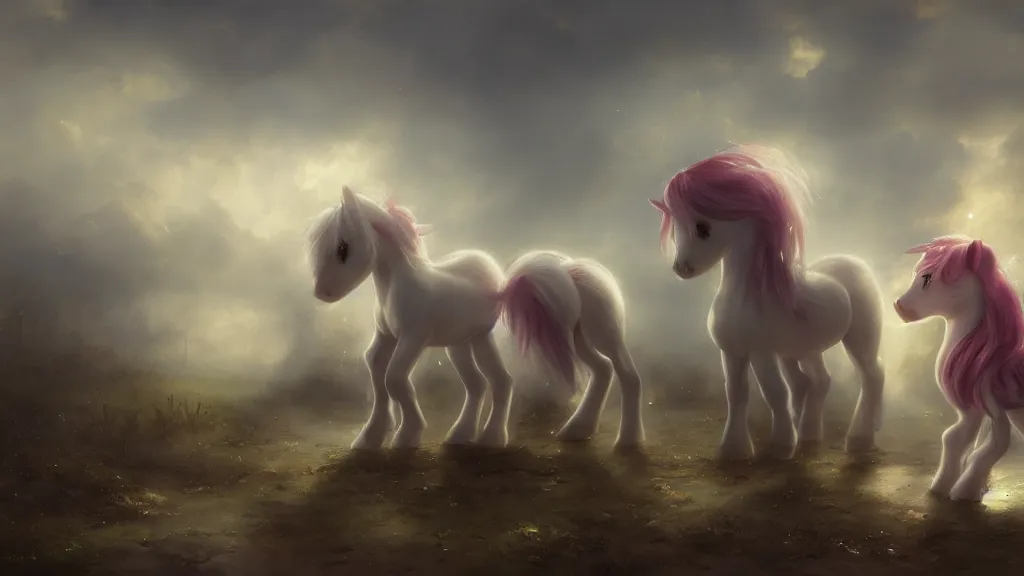 Prompt: my little ponies. andreas achenbach, artgerm, mikko lagerstedt, zack snyder 3 8 4 0 x 2 1 6 0