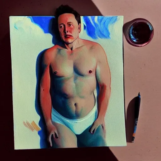 Image similar to “Elon musk in bikini oil painted in art Nouveau style”