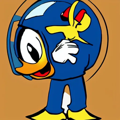 Prompt: chibi Donald Duck wearing a space suit !n 9