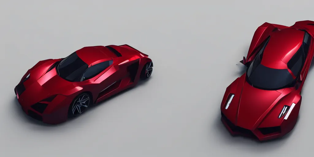 Prompt: a low poly object of a single sport car positioned in the center of the image on the white background, unreal engine