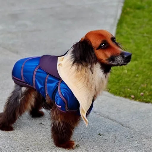 Prompt: dog wearing a coat
