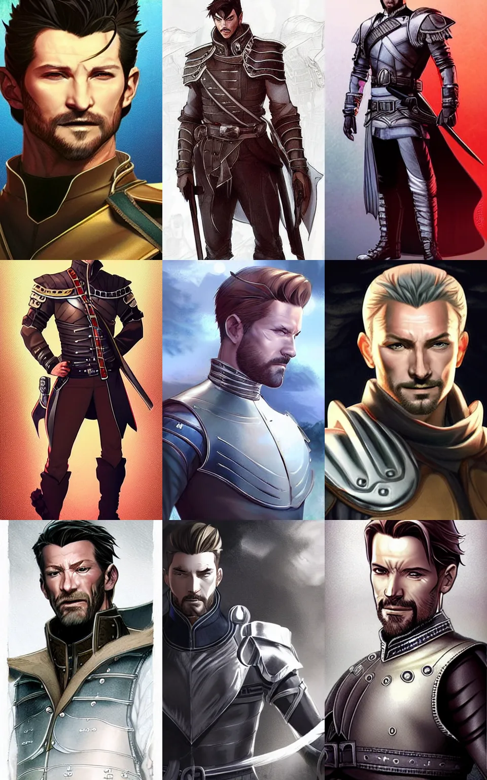 Prompt: handsome Ian Bohen as a dignified general king. Silver circlet, leather boots. Character design by charlie bowater, ross tran, artgerm, and makoto shinkai, detailed, inked, western comic book art, 2021 award winning painting