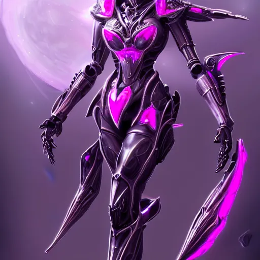 Image similar to highly detailed exquisite fanart, of a beautiful female warframe, but as a robot dragon, shiny silver armor with fuchsia accents, engraved, elegant pose, close-up shot, epic cinematic shot, glowing purple eyes, sharp claws for hands, professional digital art, high end digital art, singular, realistic, captura, DeviantArt, artstation, Furaffinity, 8k HD render