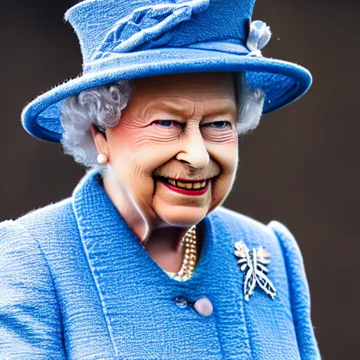 Prompt: queen elizabeth ii as the joker, canon eos r 3, f / 1. 4, iso 2 0 0, 1 / 1 6 0 s, 8 k, raw, unedited, symmetrical balance, in - frame