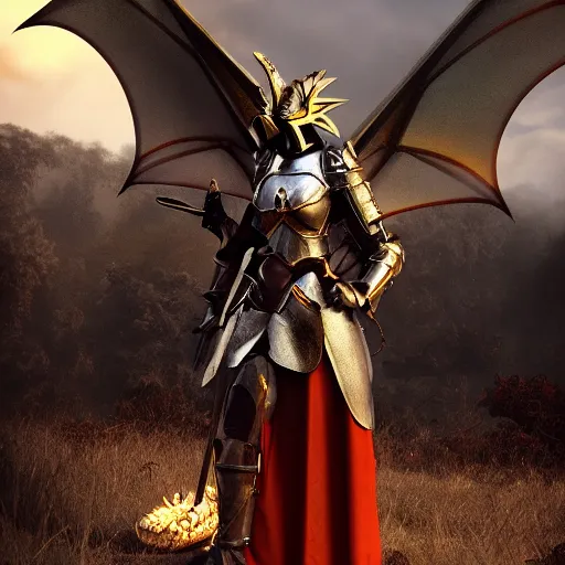 Prompt: stunning shot of a beautiful female knight, but as a hot anthropomorphic dragon, posing with her hands on her hips, well designed female dragon head, sharp claws, HD octane render, epic cinematography, fantasy, Artstation, Deviantart, Furaffinity