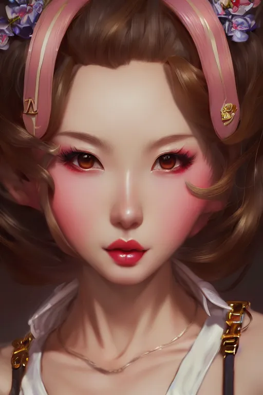 Image similar to a pin up and beautiful fashion charming dreamlke japan girl with lv jewelry, character art, art by artgerm lau and wlop and and ilya kuvshinov and john singer sargent, hyperdetailed, 8 k realistic, symmetrical, frostbite 3 engine, cryengine, dof, trending on artstation, digital art