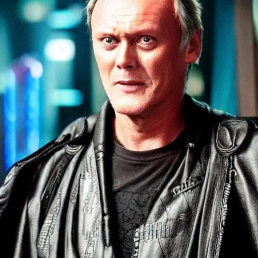 Image similar to Anthony Head as Cyberpunk Uther