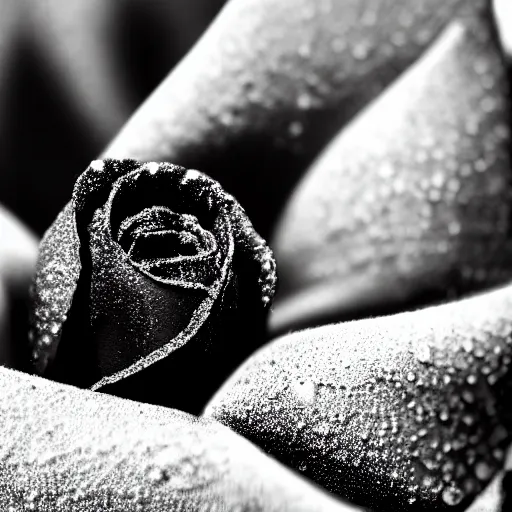 Image similar to award - winning macro of a beautiful black rose made of glowing molten magma