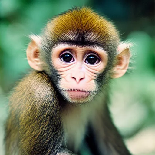 Prompt: cute baby monkey photo, KODAK Portra 160 Professional