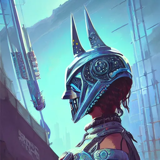 Image similar to cyberpunk viking helmet mask warrior goddess robot ninja fantasy, art gta 5 cover, official fanart behance hd artstation by jesper ejsing, by rhads, makoto shinkai and lois van baarle, ilya kuvshinov, ossdraws