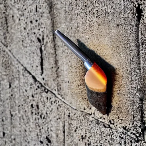 Prompt: photo of a bullet hitting a brick at high speed