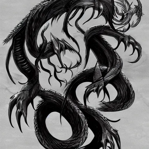 Prompt: anime drawing of a hydra, 4 k concept art, artstation