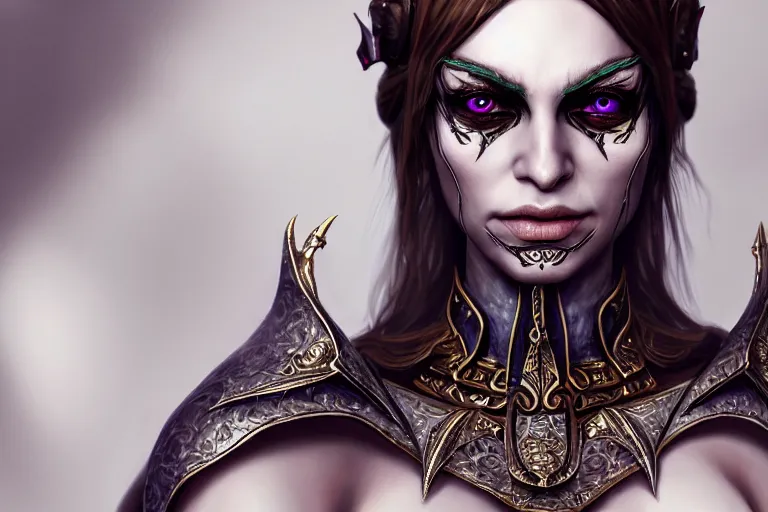 Image similar to a full portrait of a beautiful woman wearing, wearing extremely detailed attire, slim complexity, extremely detailed white eyes, medievil, dnd, extremely detailed, high quality, trending on artstation, photo realistic