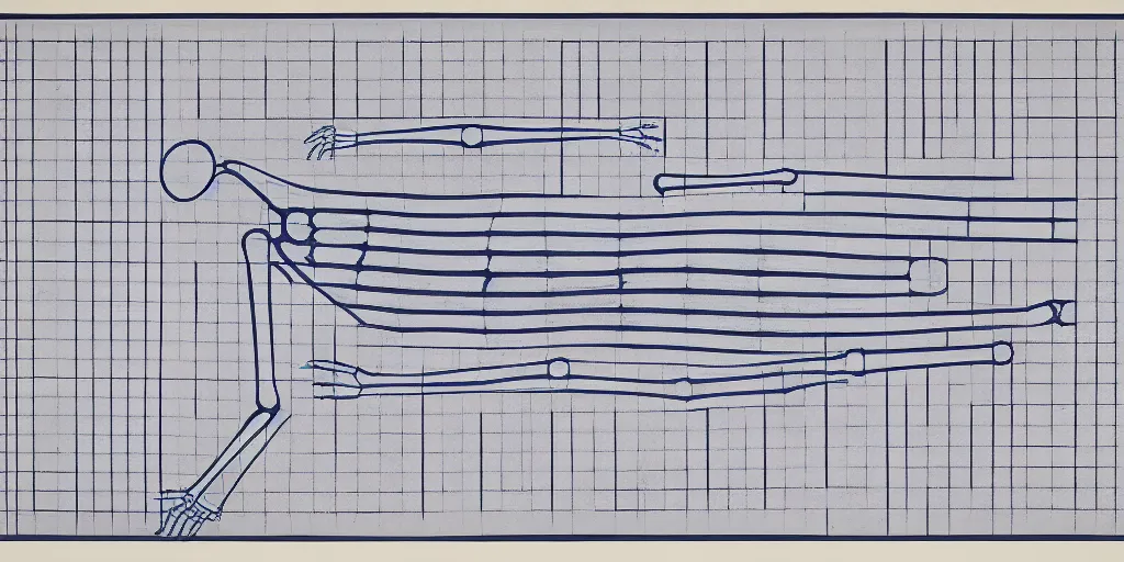 Image similar to blueprint for a woman's skeleton, josef albers