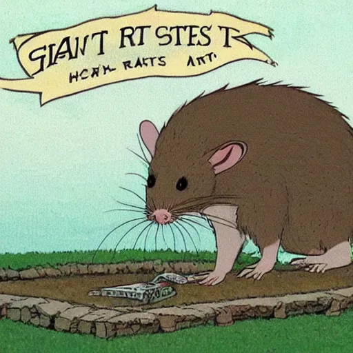 Image similar to giant rat that makes all of the rules, art by miyazaki
