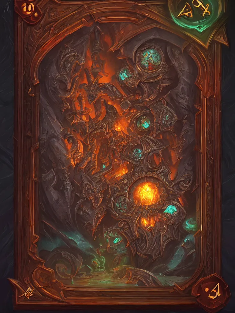 Image similar to evil book decorative border frame, d & d, fantasy, intricate, elegant, highly detailed, digital painting, artstation, illustration, hearthstone