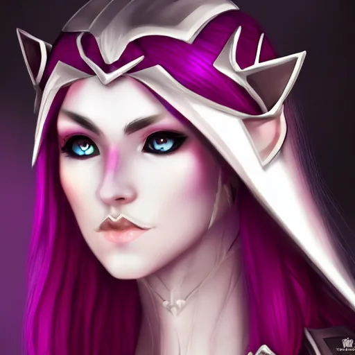 Image similar to portrait of a female high elf with magenta eyes and dark hair, digital art dnd trending on art station 8 k ross draws