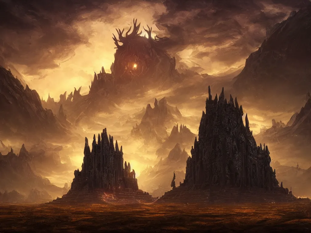 Prompt: temple of the black sun in dark swamplands; epic and monumental building; by noah bradley; hyperrealistic, 4K wallpaper, cinematic lighting, highly detailed and beautiful