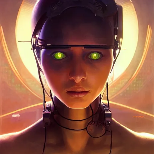 Image similar to highly detailed extreme closeup portrait of a cybernetic woman, in disney, stephen bliss, unreal engine, art by greg rutkowski, loish, rhads, ferdinand knab, makoto shinkai and lois van baarle, ilya kuvshinov, rossdraws, tom bagshaw, global illumination, radiant light, detailed and intricate environment