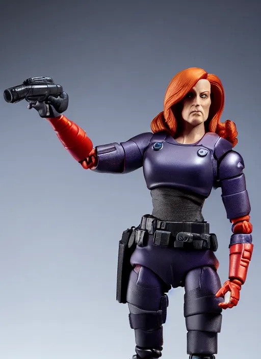 Image similar to Dana Scully action figure from Masters of the Universe (1983), by Mattel, product photography, professional photography