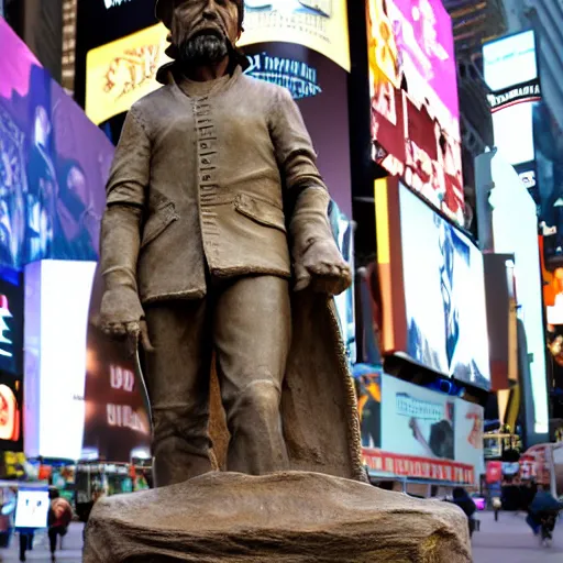 Prompt: a long shot of a very detailed renaissance sculpture of walter white in a hat by michelangelo, standing in times square, 3 d render, hyper detailed, sharp focus, 8 k resolution