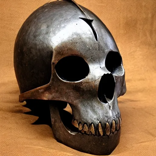 Image similar to medieval helmet in the shape of a demon skull