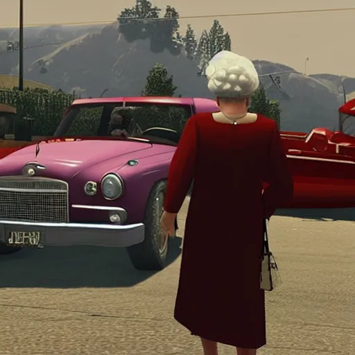 Image similar to Queen Elizabeth II in gta 5, screenshot