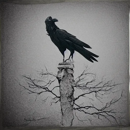 Image similar to monolithic art of a raven