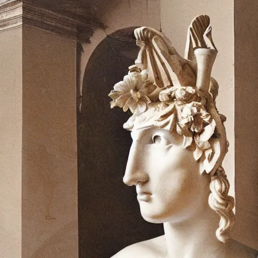 Image similar to antinous wearing venetian masquerade mask, symmetry, reflecting flower